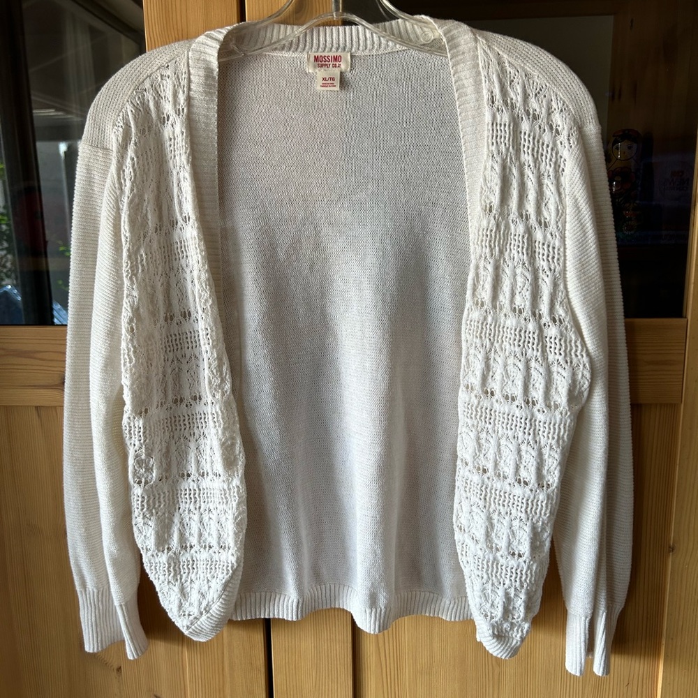 Mossimo Supply Co. Knit Lace Front Cream Size XL Cardigan